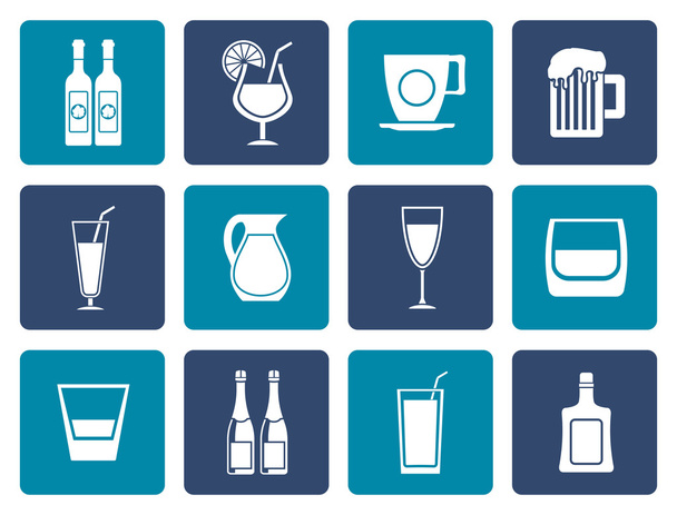 Flat different kind of drink icons - Вектор,изображение