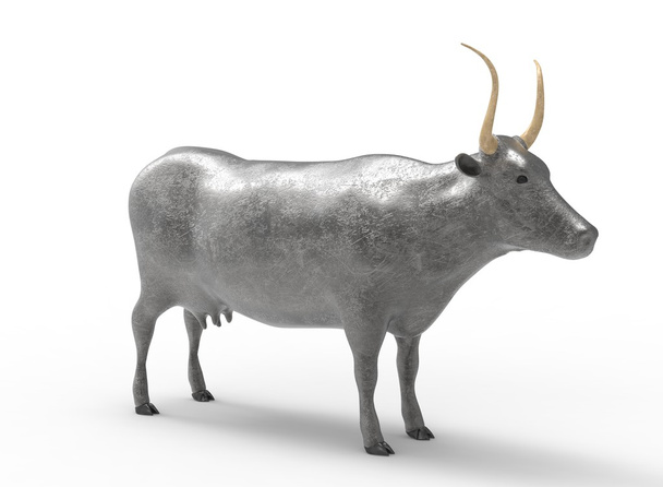 3D obrázek krávy, na bílém pozadí, izolovaná, se stínem - Fotografie, Obrázek