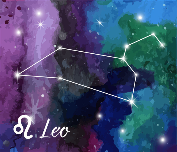 Zodiac sign on watercolor galaxy texture - Vector, imagen