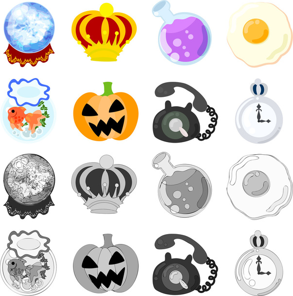 Los diversos iconos
 - Vector, imagen