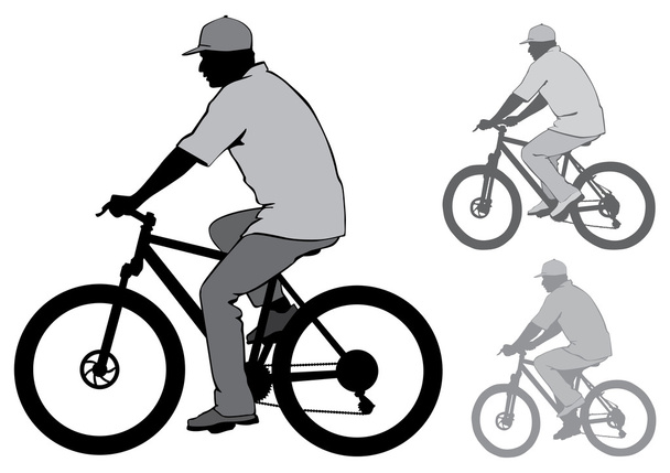Man with a bicycle - Vector, Image