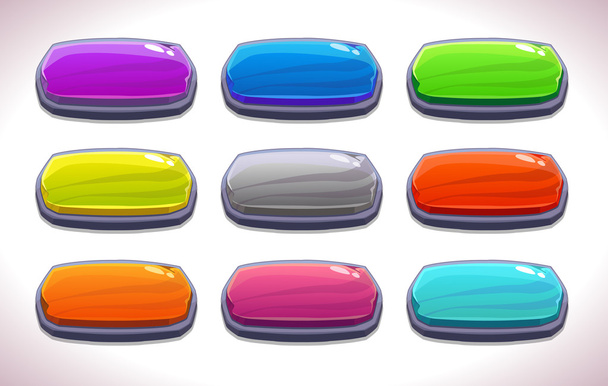 Funny cartoon colorful long horizontal buttons - Vettoriali, immagini