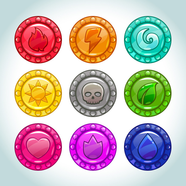 Colorful medallions with nature elements icons - Vektor, obrázek