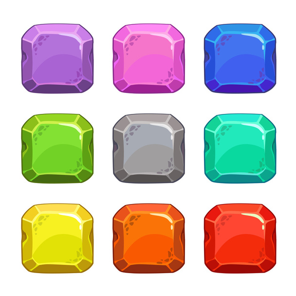 Funny cartoon colorful square vector buttons - Vettoriali, immagini