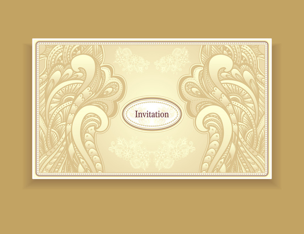  Template vintage invitation in gold colors - Vecteur, image