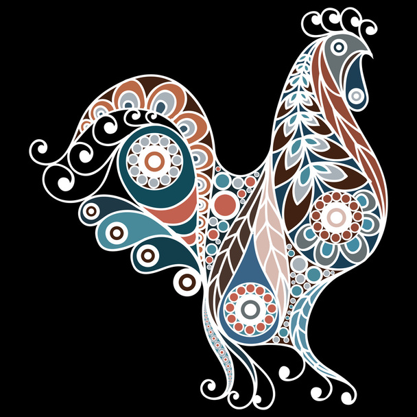 Illustration with lace cock in floral style - Vetor, Imagem