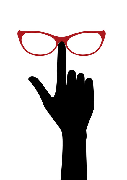 Dłoni poprawia okulary - Wektor, obraz