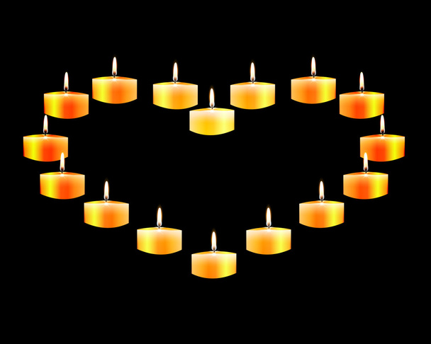 Herz legte Kerzen nieder - Vektor, Bild