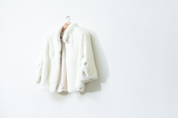 abrigo de visón de las mujeres cuelga sobre un fondo blanco
 - Foto, imagen