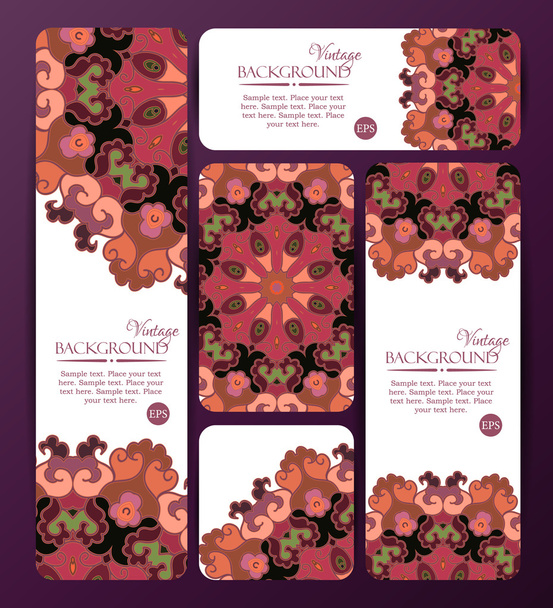 Collection of colorful banners and business cards. Vintage decorative templates. - Vector, imagen