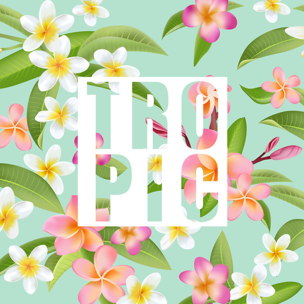 Tropical Flowers and Leaves. Vector Background. Exotic Graphic Background. Tropical Banner.  - Vecteur, image