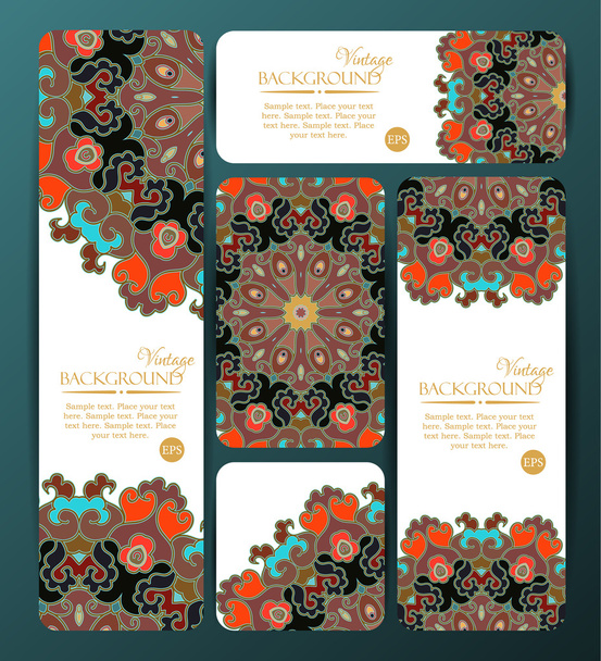 Collection of colorful banners and business cards. Vintage decorative templates. - Vecteur, image