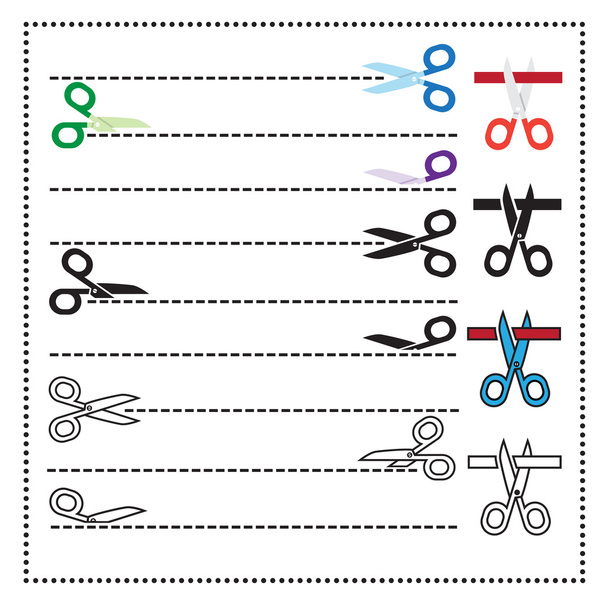 Set von Scheren-Symbolen - Vektor, Bild