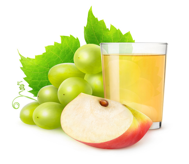 Üzüm ve elma suyu izole - Fotoğraf, Görsel