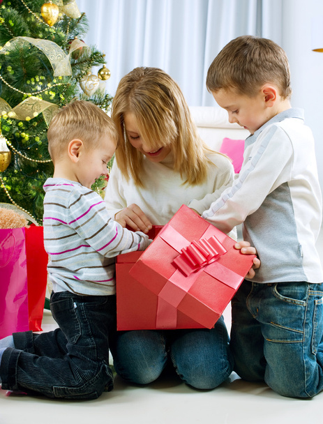 Happy Kids with Christmas Gifts - Фото, изображение