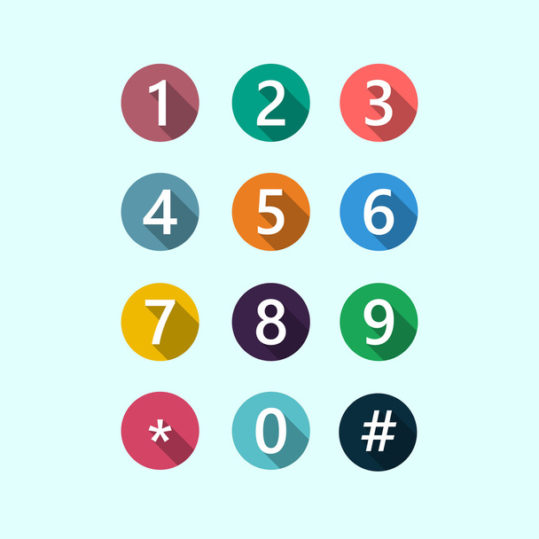 Flat numbers color - Vector, Image