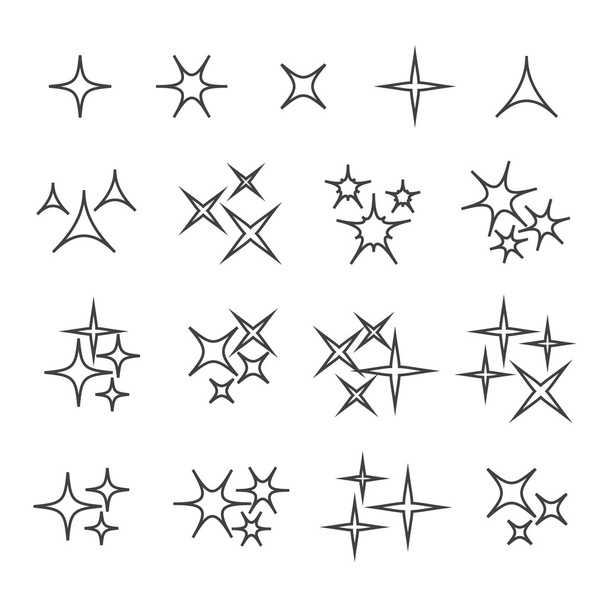 Iconos de línea de chispas. Negro brilla símbolos sobre fondo blanco
 - Vector, imagen
