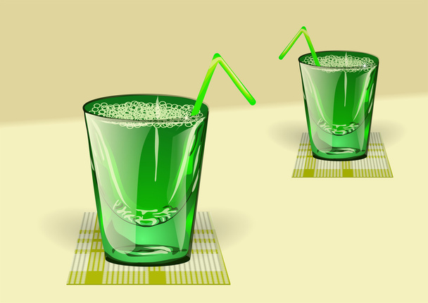 twee glazen van groene SAP - Vector, afbeelding