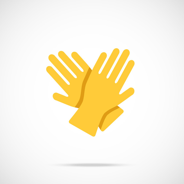Yellow cleaning gloves flat icon. Vector illustration - Vettoriali, immagini