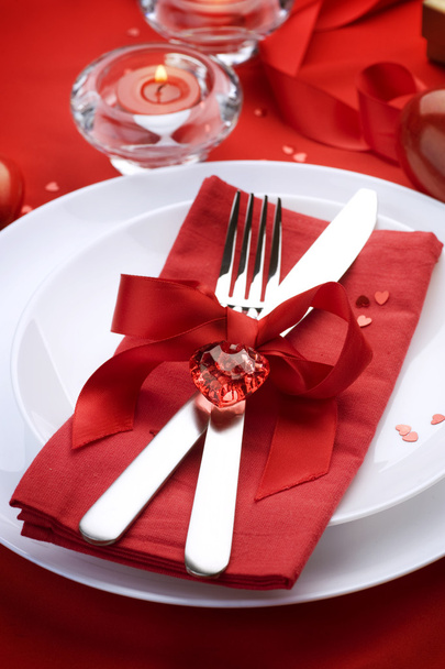 Romantic Dinner. Place setting for Valentine's Day - Фото, зображення