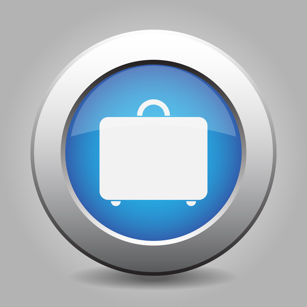 голубая металлическая кнопка с багажом
 - Вектор,изображение