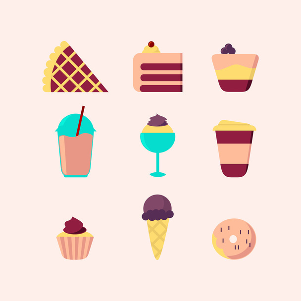 Set of Sweet Food Icons - Wektor, obraz