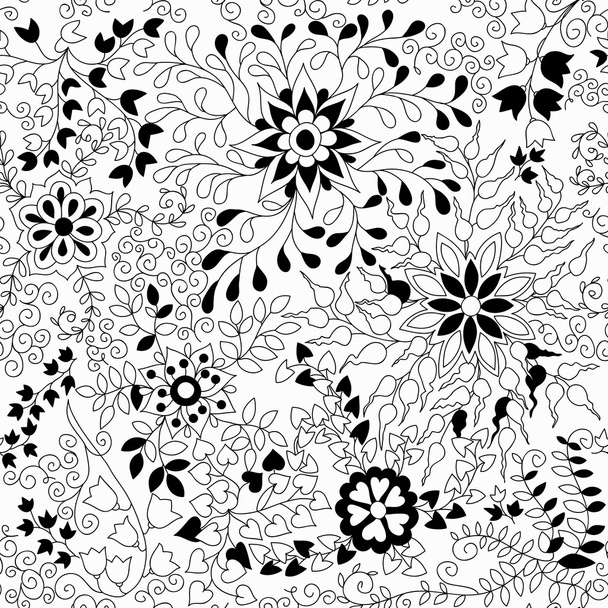 Vector hand drawn flower pattern. Seamless pattern.  - Вектор,изображение