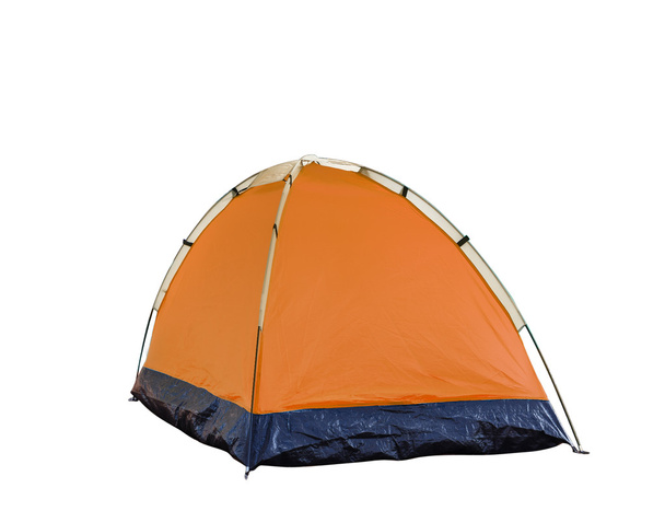Tente isolée en dôme orange sur blanc
 - Photo, image
