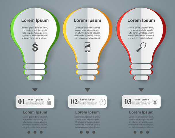 Business Infographics origami style Vector illustration. Bulb icon. Light icon. - Vektör, Görsel