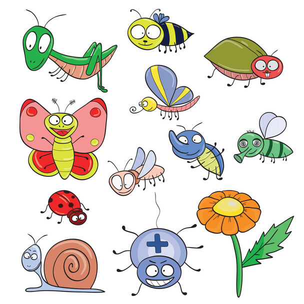Insects doodle set - Vector, Image