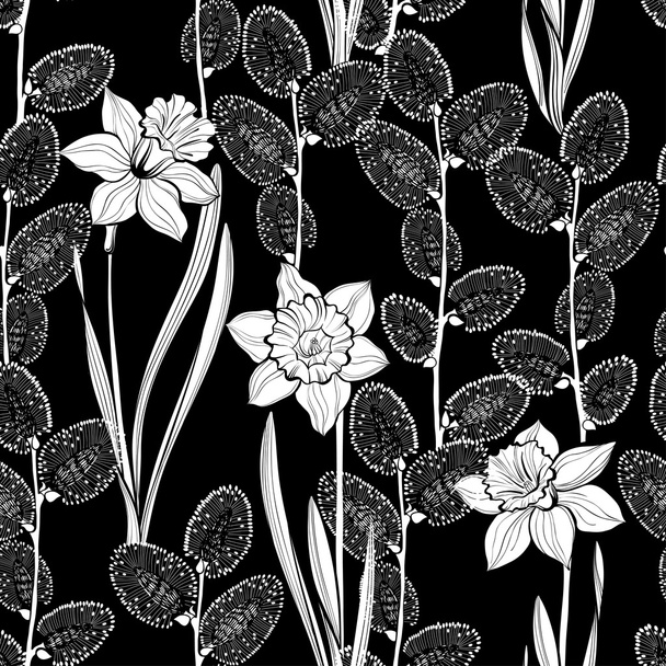 pattern with spring flowers daffodils  - Vecteur, image