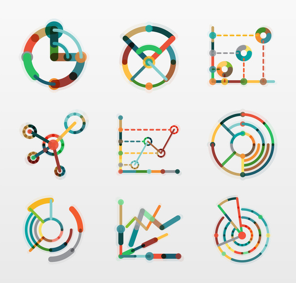 Conjunto de logotipo de gráfico de línea delgada. Iconos gráficos moderno estilo plano colorido
 - Vector, imagen