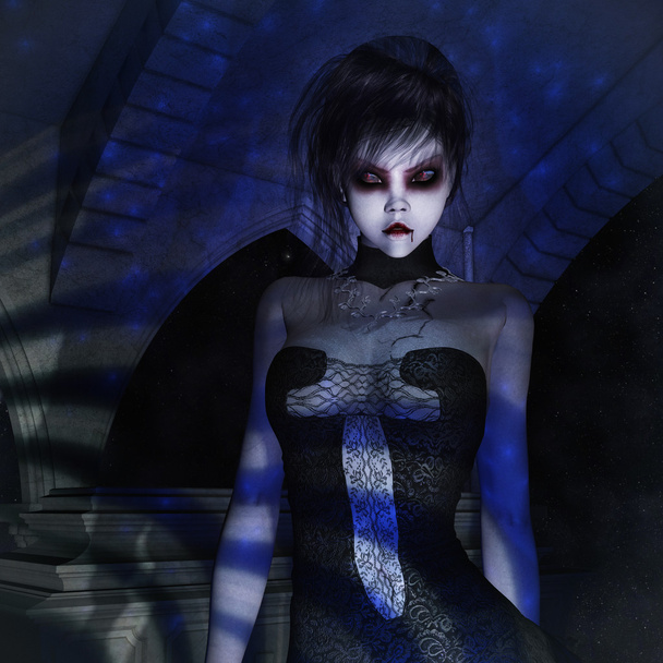 3D Illustration; 3D Rendering of a gothic Female  - Fotó, kép
