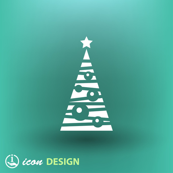 Christmas tree flat design icon  - Vektor, Bild