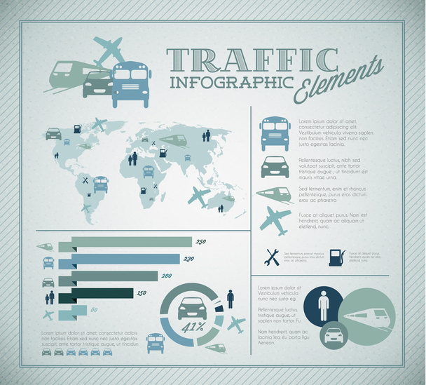 trafik Infographic öğeleri kümesi büyük vektör - Vektör, Görsel