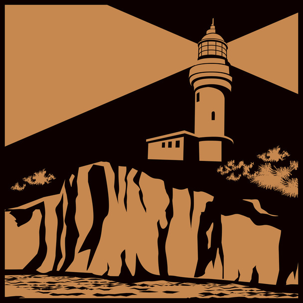 lighthouse on a cliff - Vector, Image