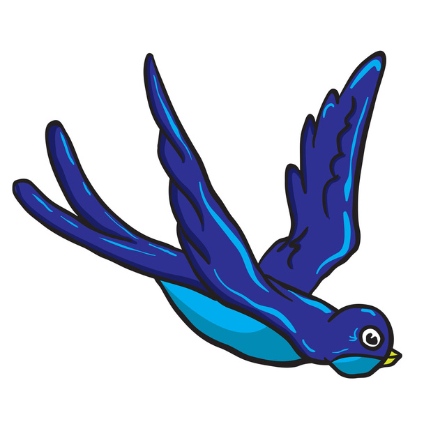blaue Vogel Cartoon-Illustration isoliert auf weiß - Vektor, Bild