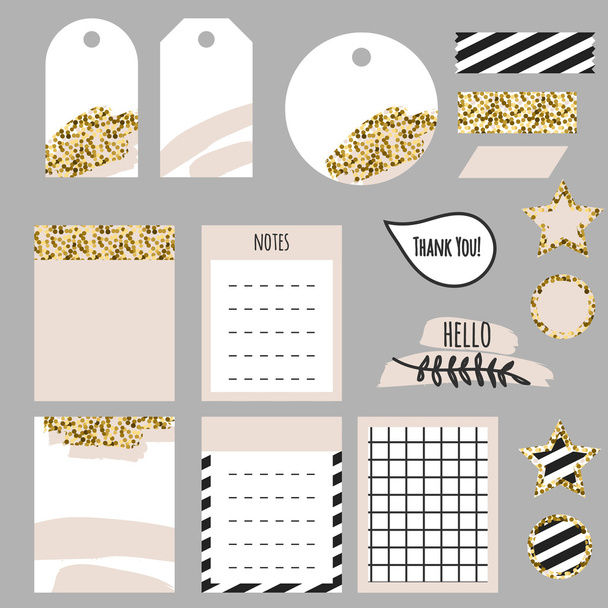 Journaling planner card notes and tags. - Vector, afbeelding