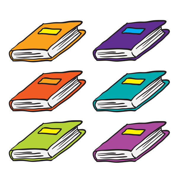 βιβλία κινουμένων σχεδίων doodle που απομονώνονται σε λευκό - Διάνυσμα, εικόνα