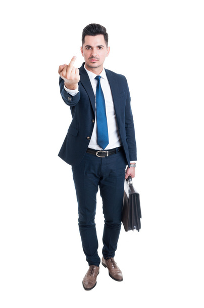Επιχειρηματίας, τραπεζίτης ή δικηγόρος ΠΑΡΟΥΣΙΑΣΗ μεσαίο δάχτυλο - Φωτογραφία, εικόνα