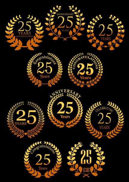Ювілей Золоті геральдичні лаврові вінки ікони
 - Вектор, зображення