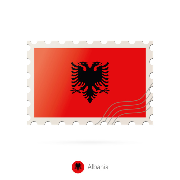 Postage stamp with the image of Albania flag. - Вектор,изображение