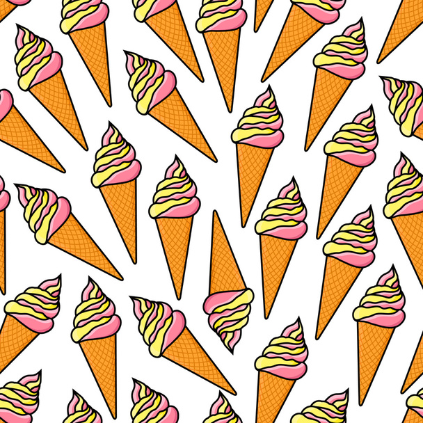 Мягкая подача мороженого конусы ретро бесшовный шаблон
 - Вектор,изображение