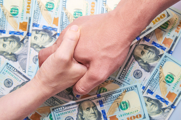 handshake against dollar notes - Photo, Image