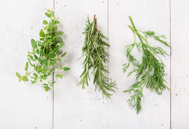 Fresh herbs on wooden background - Photo, Image