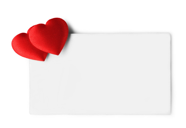 Blank Gift Tag With Red Hearts. Isolated On White - Foto, imagen