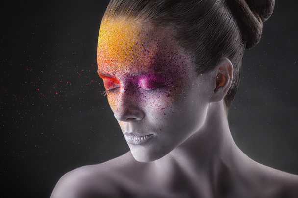 Woman with colorful makeup on - Photo, Image