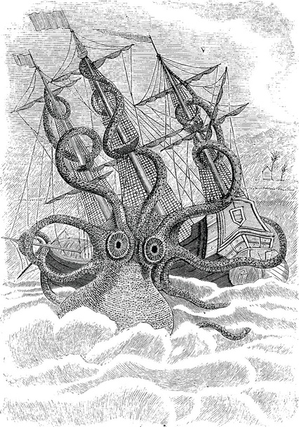 Vintage afbeelding octopus - Foto, afbeelding