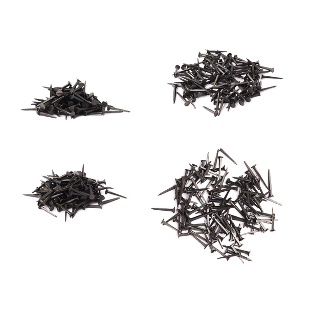 Set of pile of nails isolated over white background - Fotografie, Obrázek