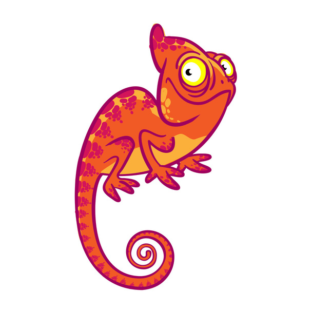 funny cartoon cute chameleon - Vector, Image